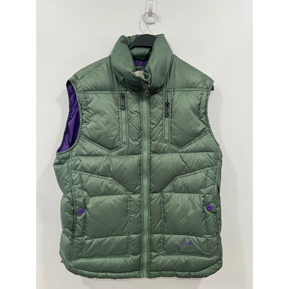 Jet Lag Mens Puffer Vest Green Purple Quilted Down Insulated Winter Size XL Y2K